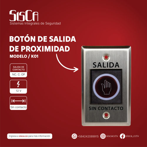 Botón de salida sin contacto TLEB102 ZKTEco