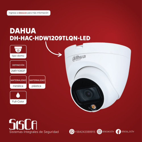 Camara Domo Dahua DH-HAC-HDW1209TLQN Full Color 2 MP