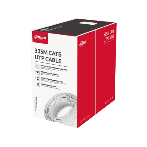 BOBINA 305 MTS CABLE UTP CAT6 DAHUA 100% COBRE CHAQUETA BLANCA