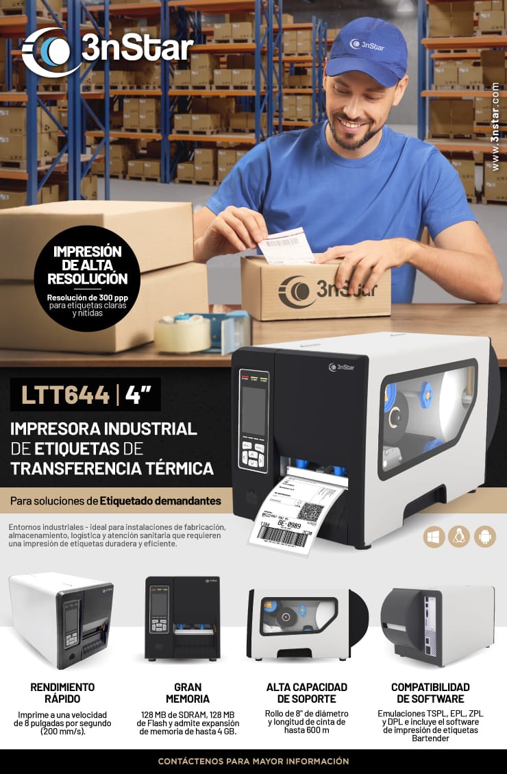 3NS-POS-LTT644 Impresora Industrial 4" Transferencia Termica y Termica Directa