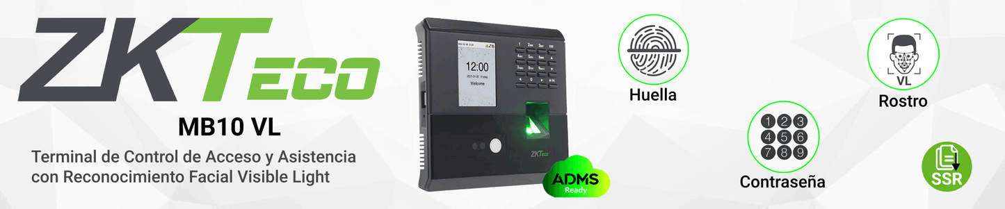 MB10-VL Control de Acceso y Asistencia con Reconocimiento Facial