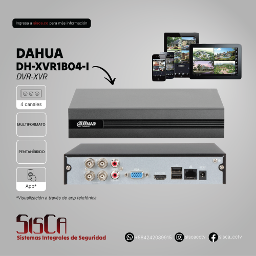 DVR Pentahíbrido de 4 canales DH-XVR1B04-I Dahua