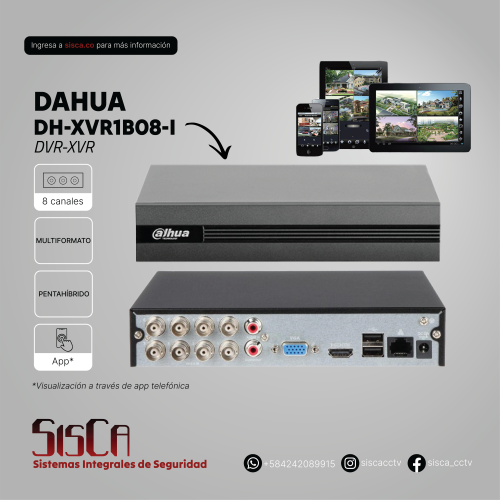 DVR Pentahíbrido de 8 canales DH-XVR1B08-I Dahua