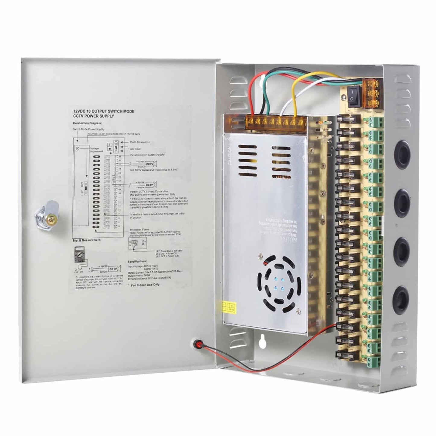 Fuente de Poder Centralizada 18CH 12V 20Amp para CCTV