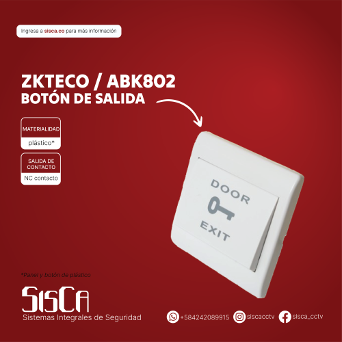 Botón de Salida Plastico ABK802 ZKTEco