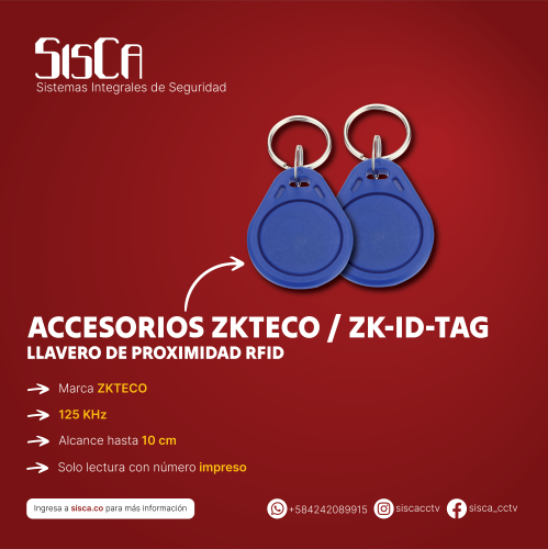 Llavero de proximidad ID Tag ZKTEco para control de acceso