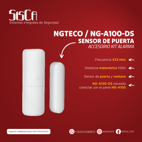 NG-A100-DS SENSOR DE PUERTA - ACCESORIO KIT ALARMA ZKTECO