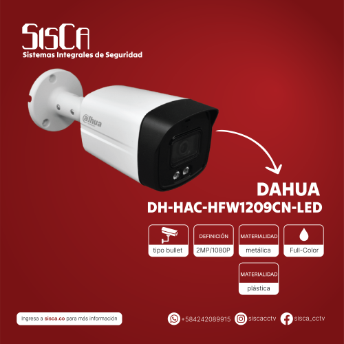 CAMARA BULLET DH-HAC-HFW1209CN-LED DAHUA 2MP FULL COLOR
