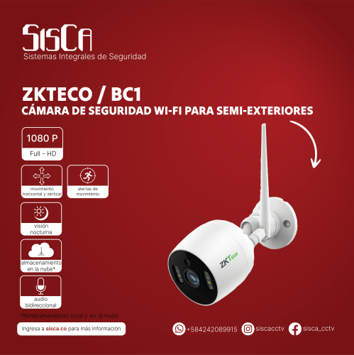 Cámara de Seguridad BC1 ZKTEco con Wi-Fi
